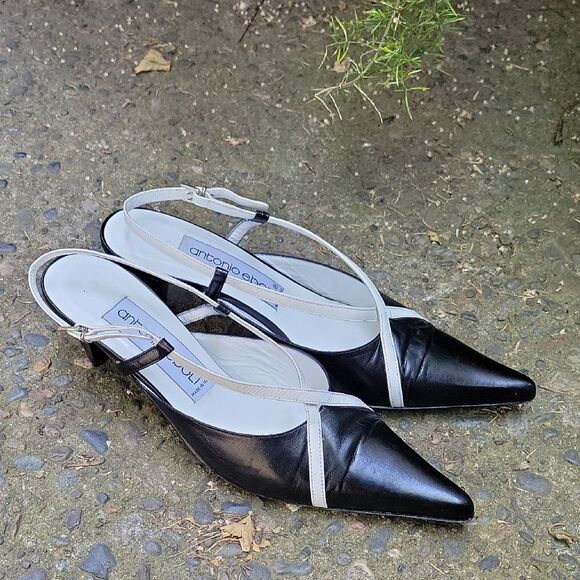 Antonio Eboli Black and White Heels Size 38 - Picture 1 of 10